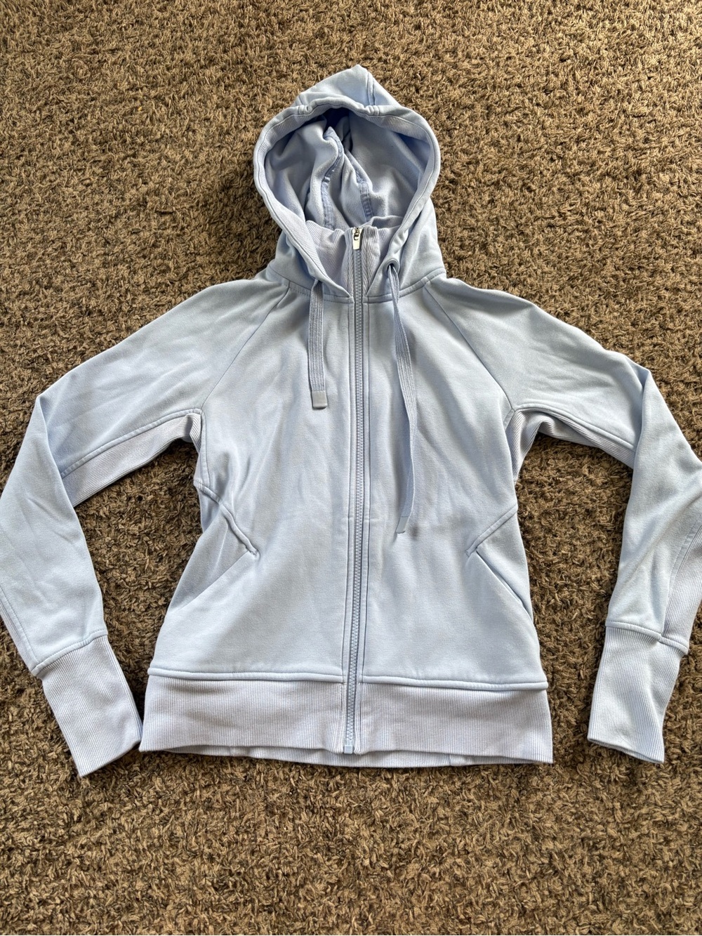 Athleta Triumph Hoodie Light Blue Full-Zip Hooded Jacket